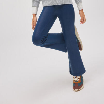 Pantalon thermique évasé bleu marine effet cuir pour fille