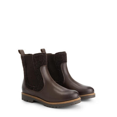 Okstindal dames - chelsea boots - wol/vilt - donkerbruin