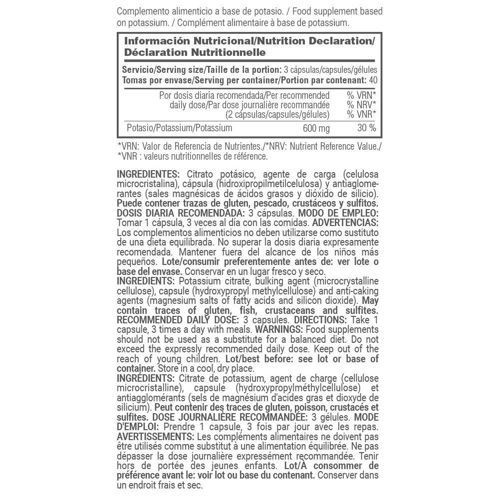 Citrato di potassio 600 mg - 120 capsule vegetali MASmusculo 4/5