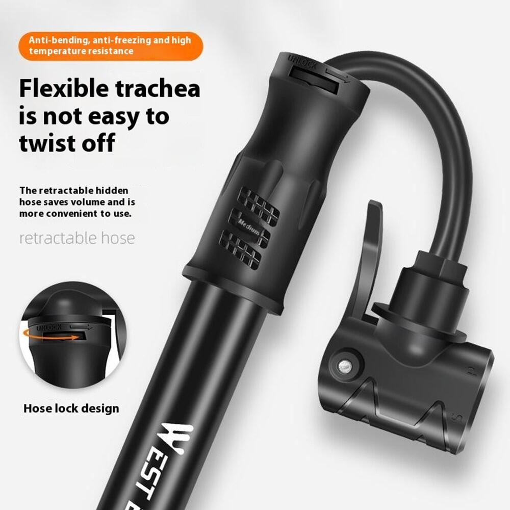Pompe vélo mini portable avec tuyau flexible aluminium 6/7
