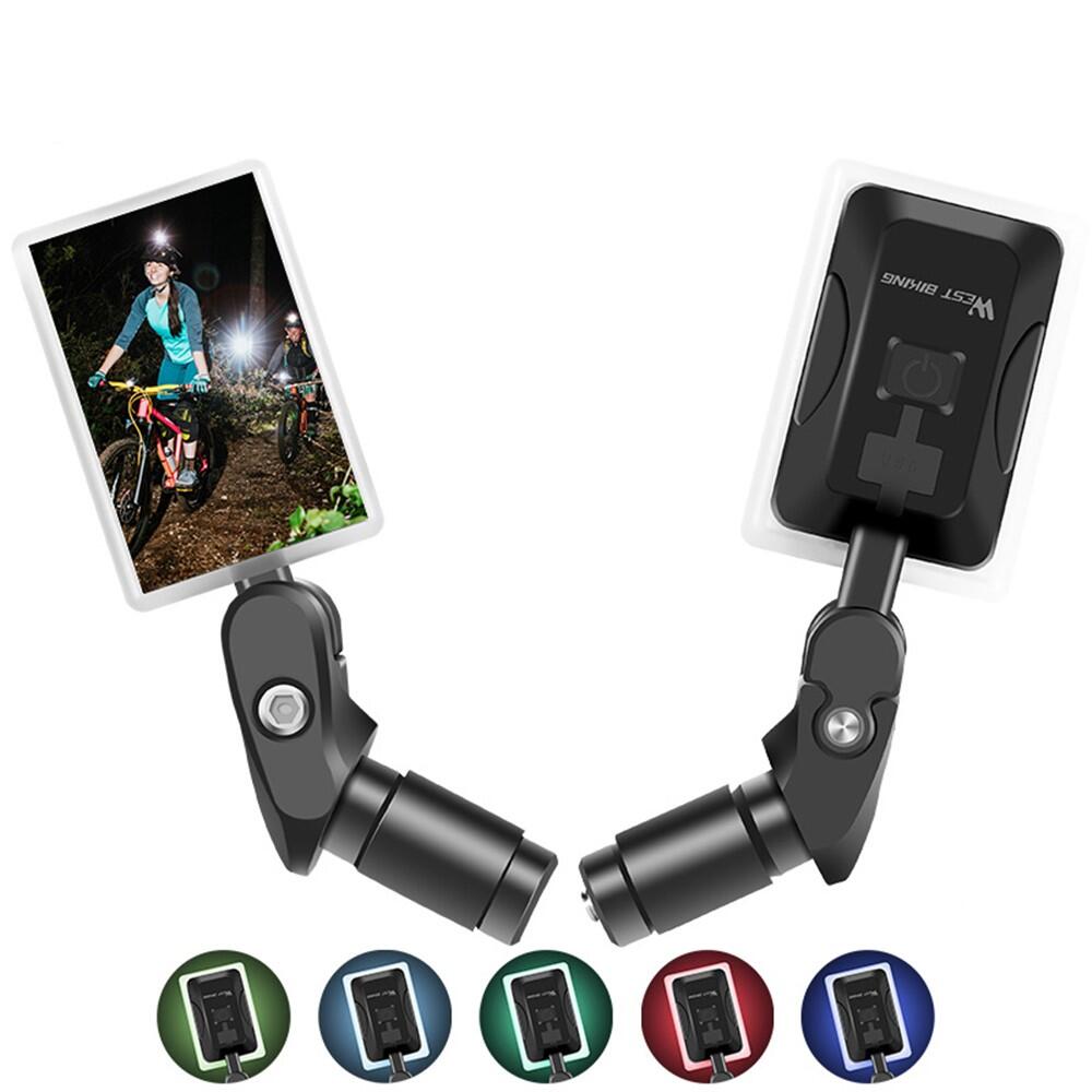 360° USB Rechargeable Bike Handlebar Mirror with Built-in LED 3/3