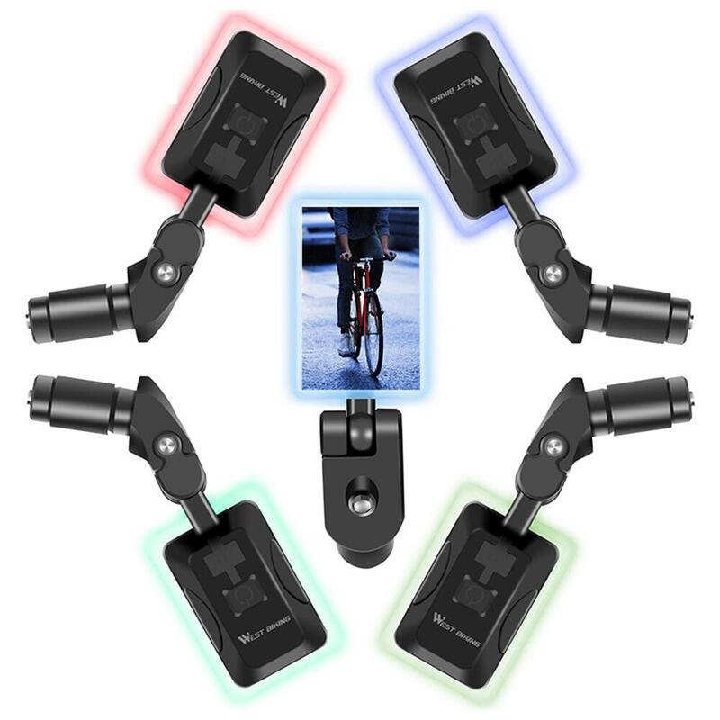 Oglindă ghidon bicicletă USB reîncărcabilă 360° cu LED
