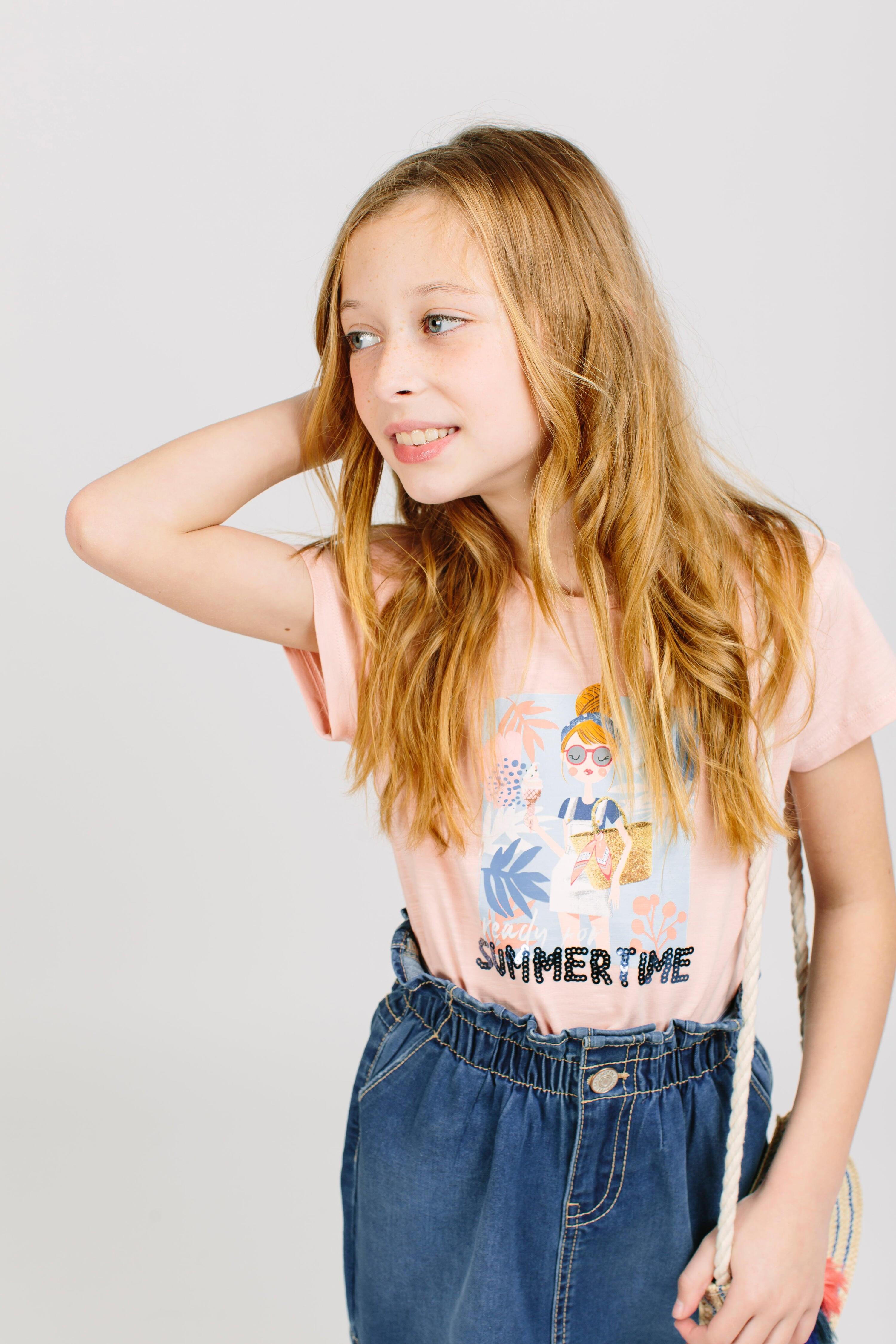 Camiseta de niña rosa 2/5