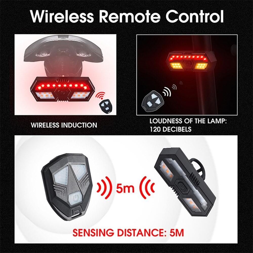 Luz traseira LED bicicleta IPX6 USB comando 5 m e alarme 7/7