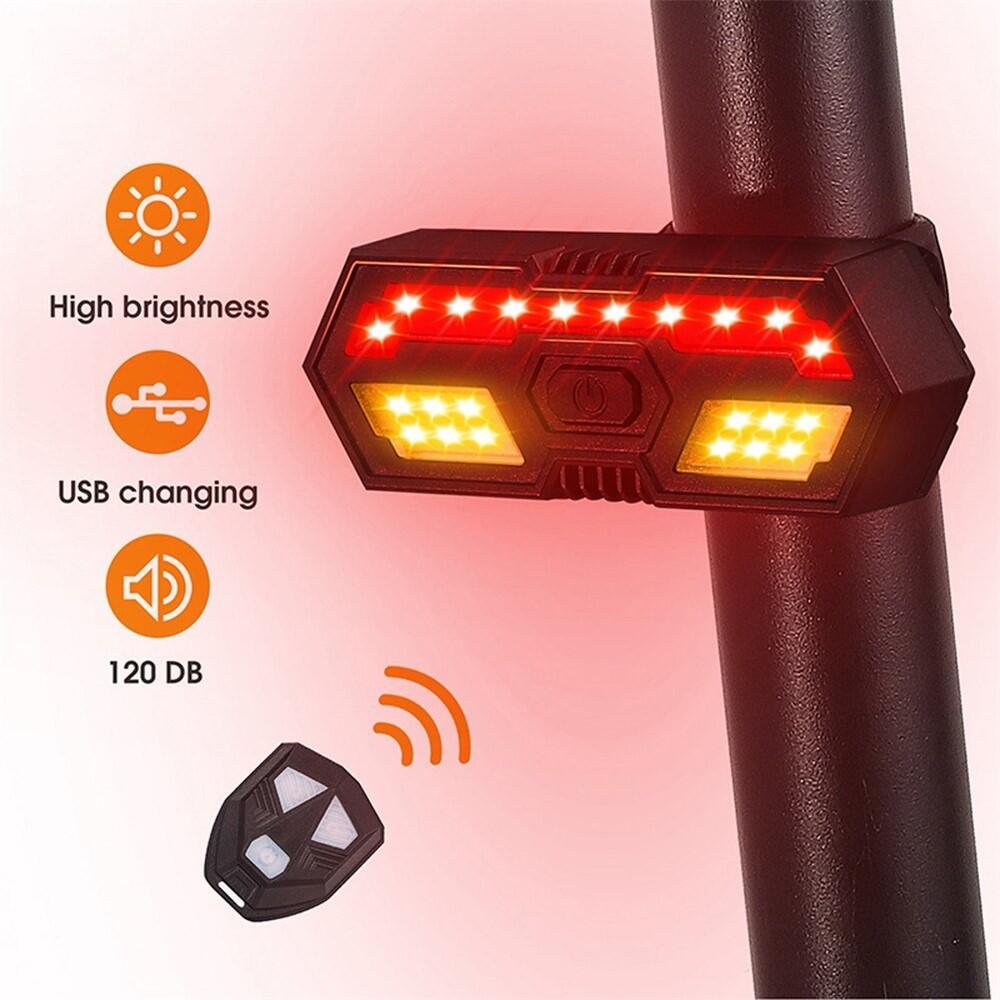 Luz traseira LED bicicleta IPX6 USB comando 5 m e alarme 5/7