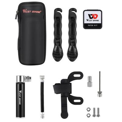 Fiets reparatieset met pomp. bandenlichters. plakkers. tas