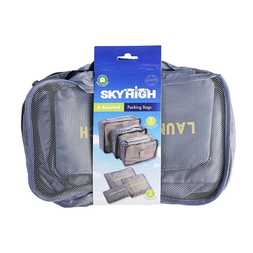 6pc Sky High Travel Lightweight Luggage Storage Laundry Bags Set