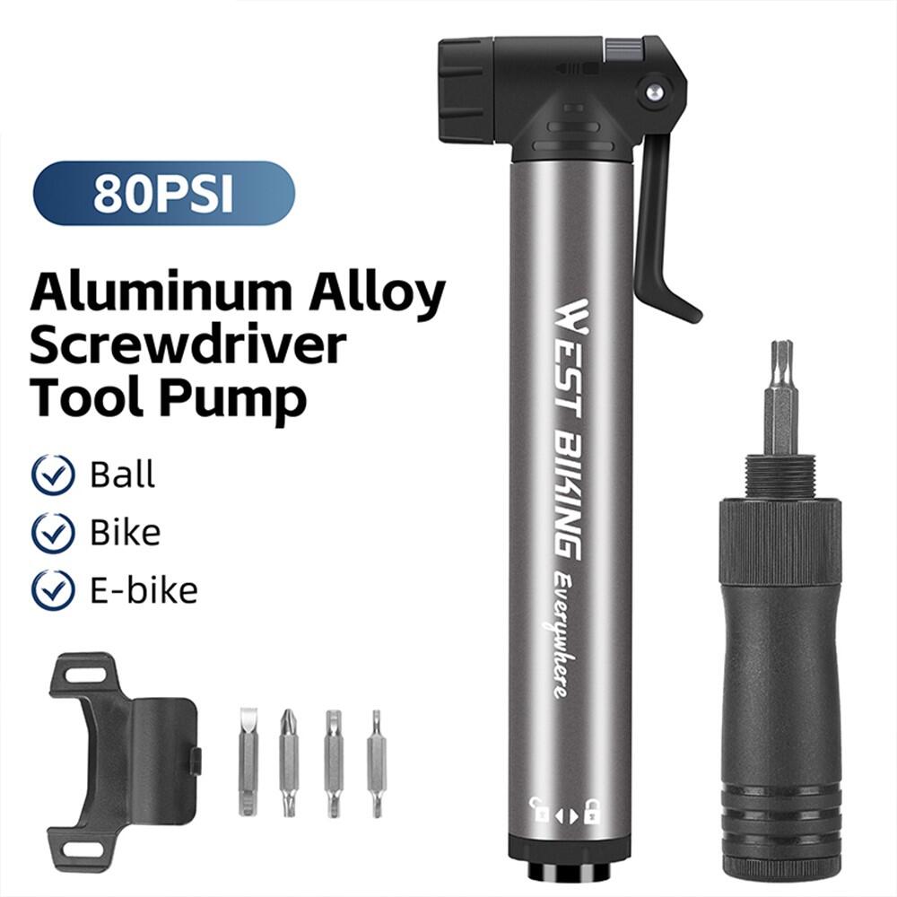 Pompa manuale bici alluminio portatile con testa a vite 3/7