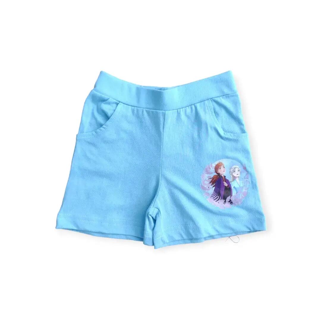 Set doua piese tricou si pantaloni scurti, 100% bumbac, albastru, Frozen 3/4