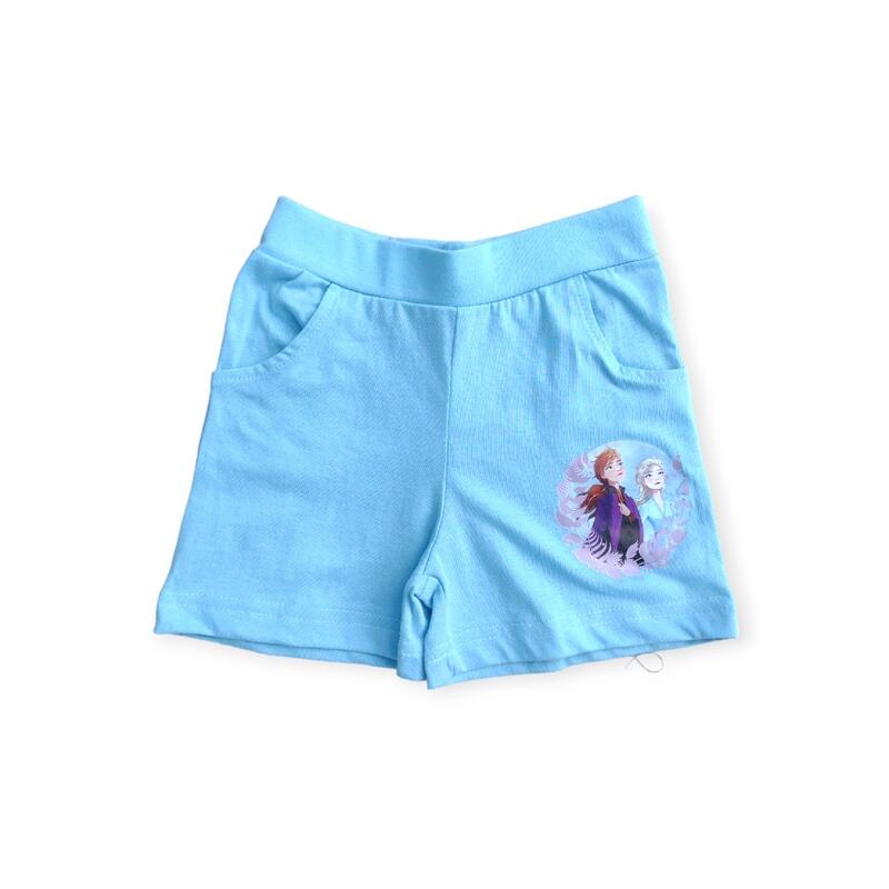 Set doua piese tricou si pantaloni scurti, 100% bumbac, albastru, Frozen