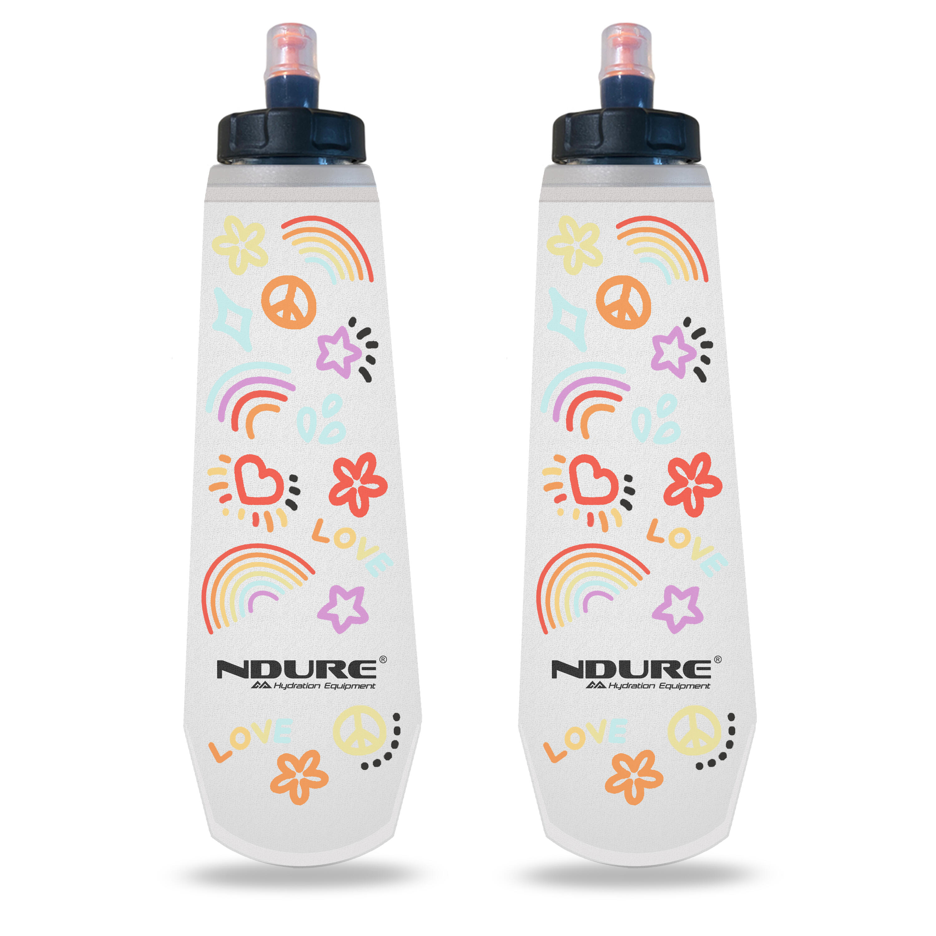 NDURE Soft Flask 500 ML - Love to Run (2 Pack)