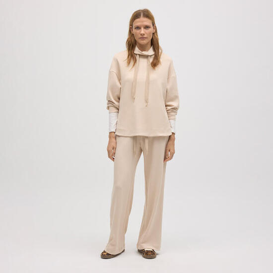 Pantalón recto fluido marfil