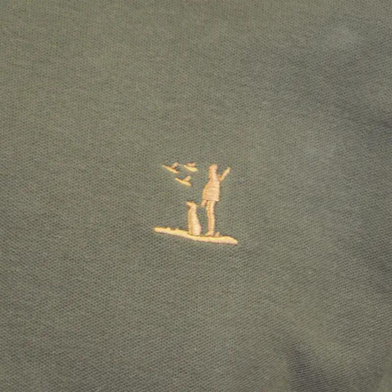 Polo brodé manches longues 3 boutons coton piqué kaki S à 3XL 3/4