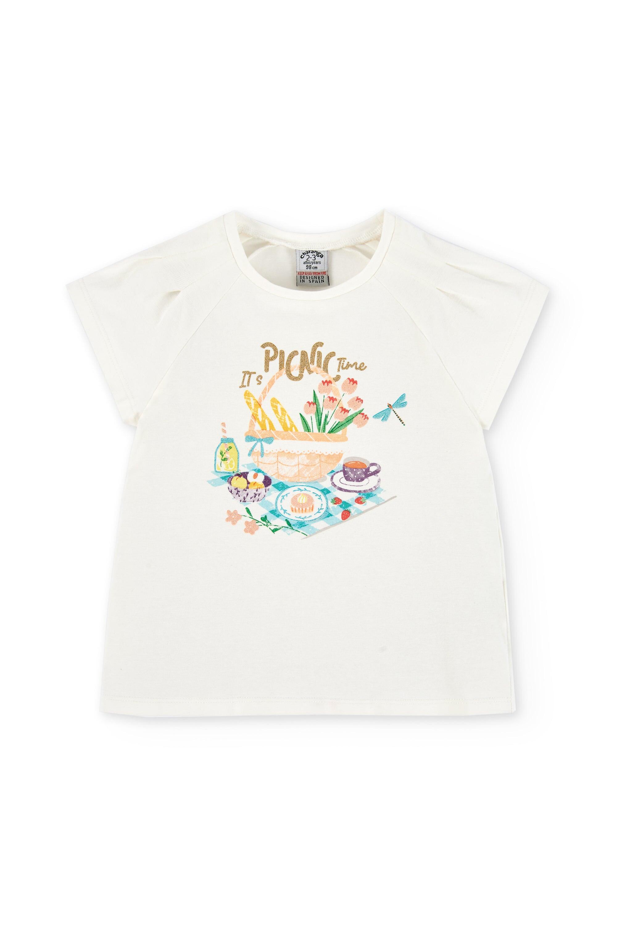 Camiseta de niña crudo picnic 2/4