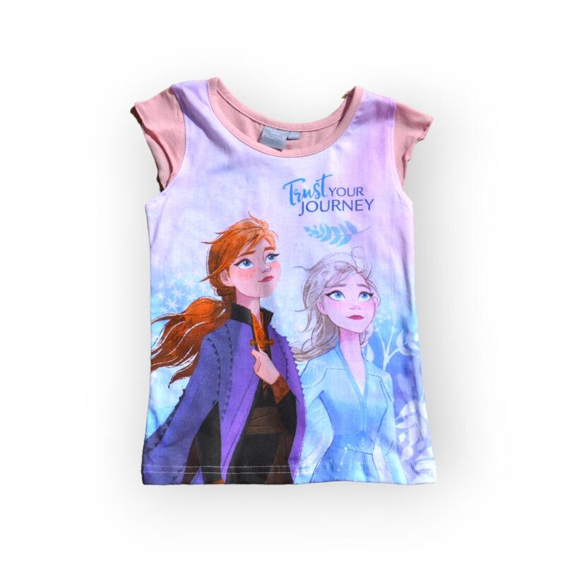 Set doua piese tricou si pantaloni scurti, 100% bumbac, Frozen, Disney