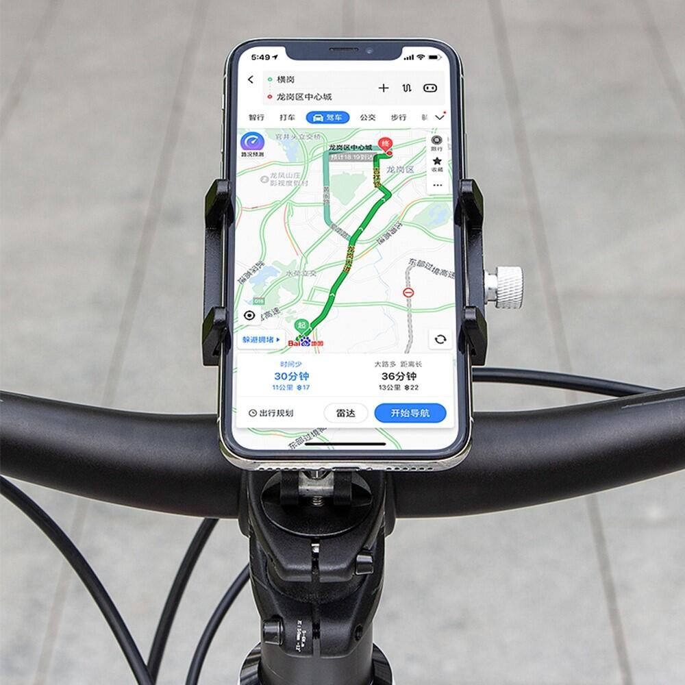 Supporto telefono manubrio bici alu 4 ganci 270° avvitato 3/7