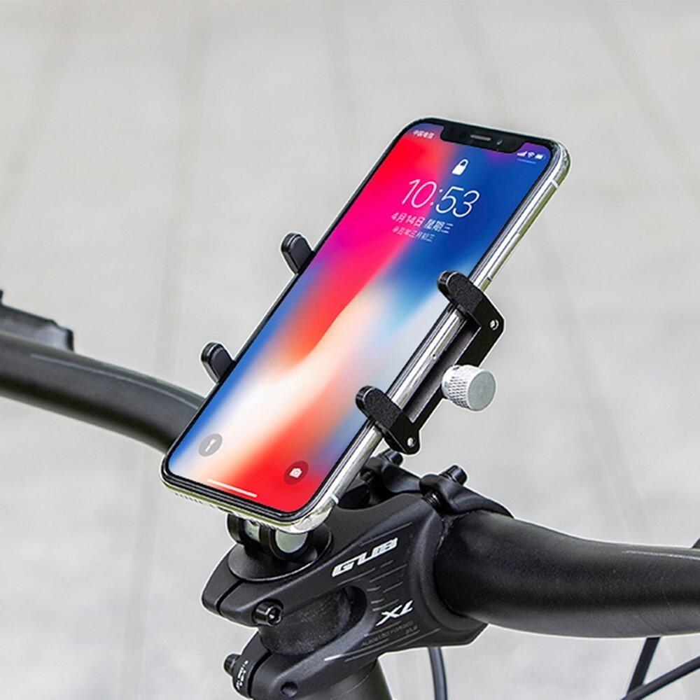 Supporto telefono manubrio bici alu 4 ganci 270° avvitato 6/7