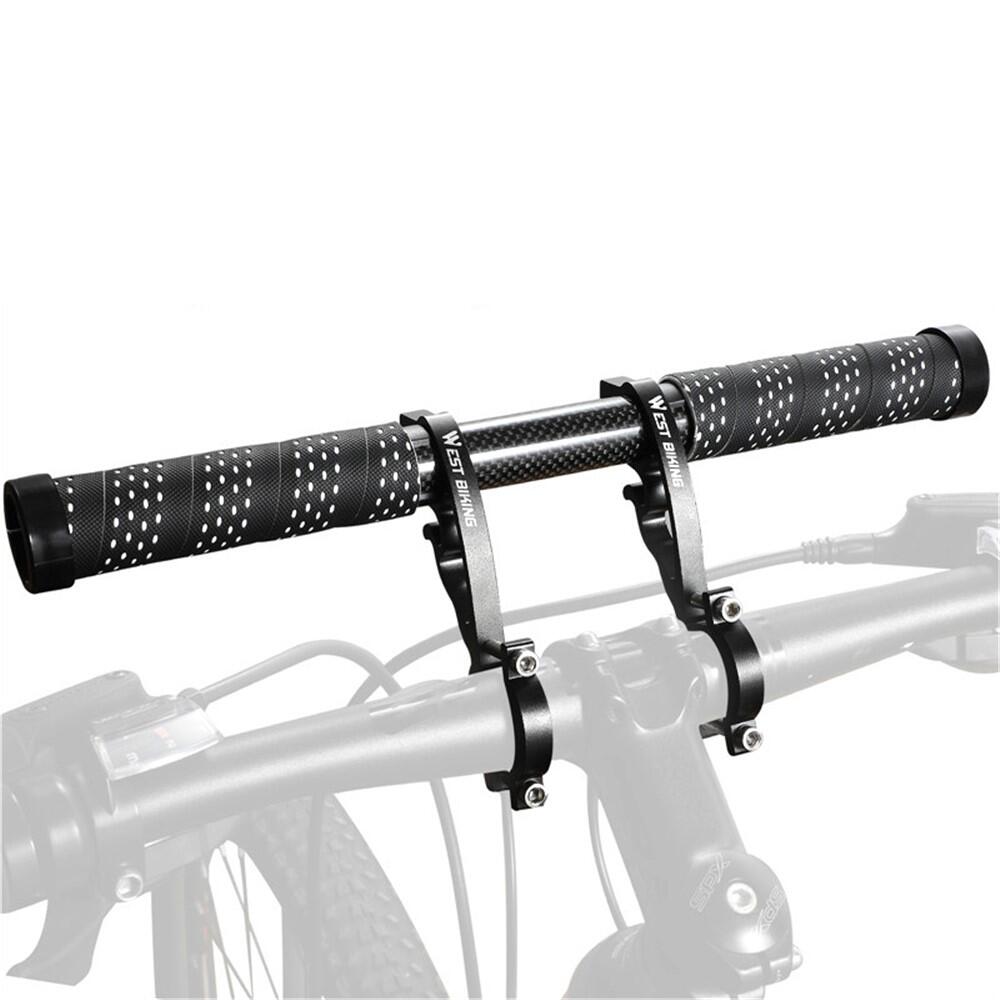 WEST BIKING Extensão guiador carbono dupla braçadeira para luz, GPS, contador