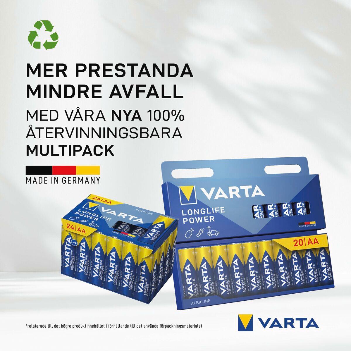 Pilas VARTA alkalina longlife power aa - lr06 AA 3/5