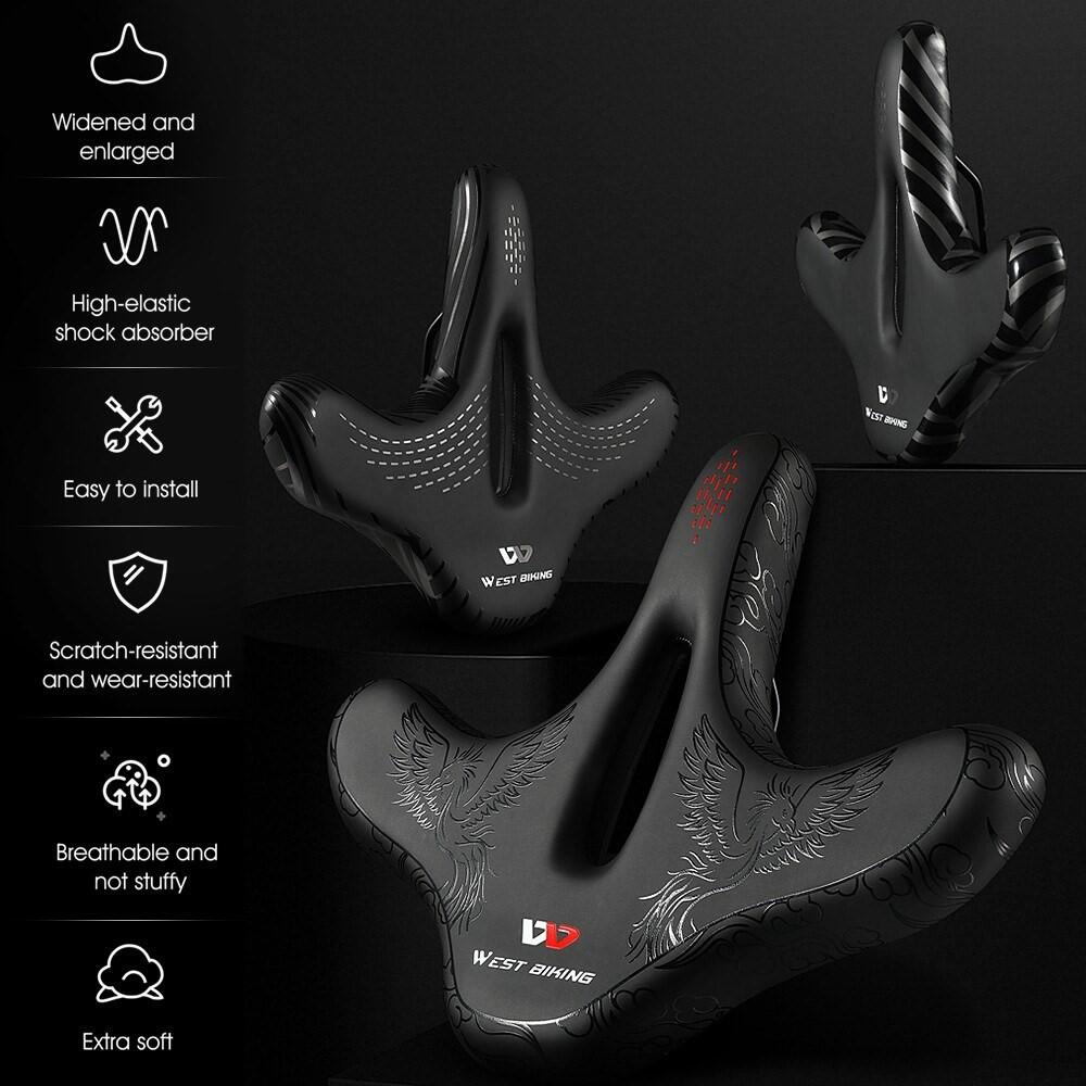 Sillín bici cómodo ergonómico impermeable ancho 2/7