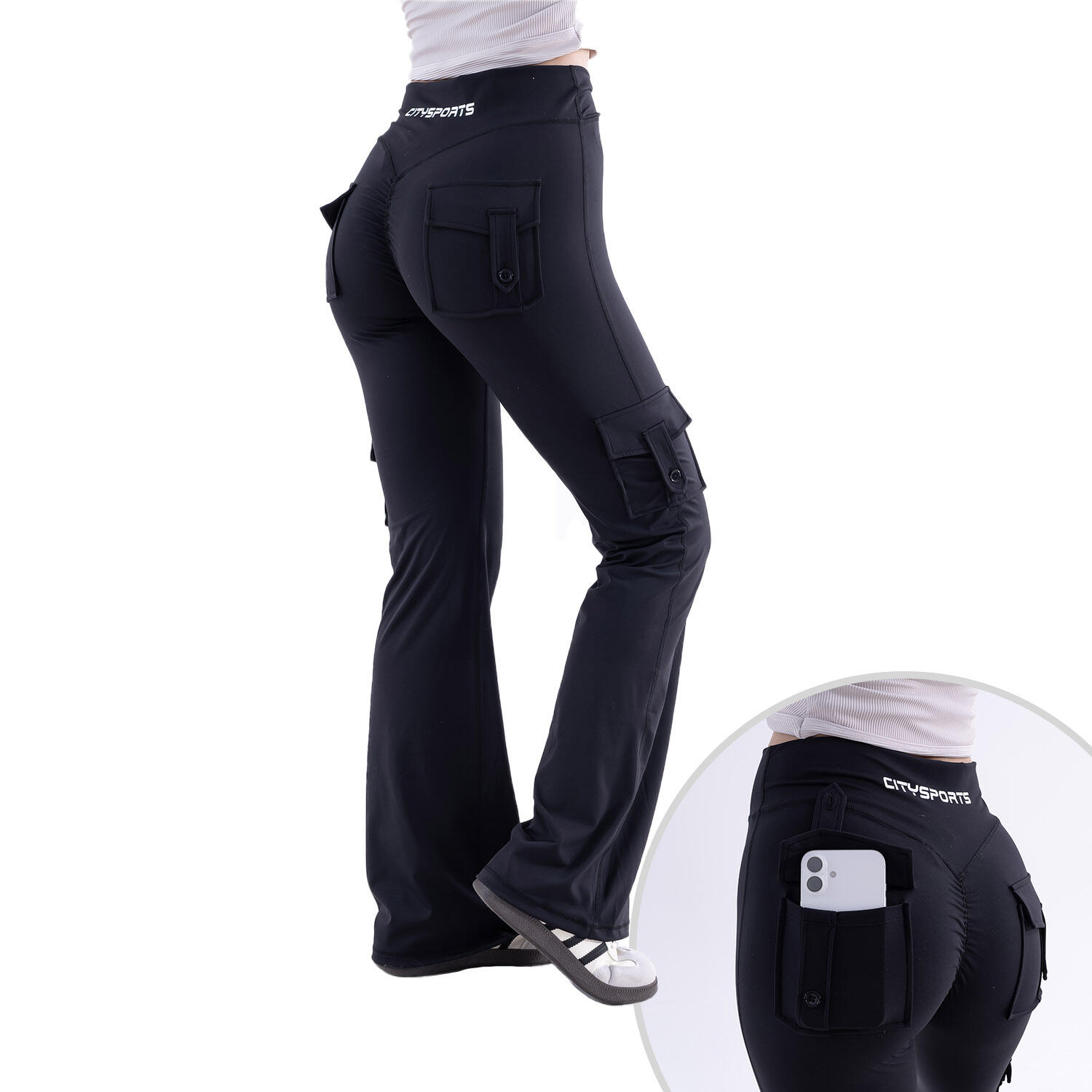 Pantalones de Yoga, Leggings de Yoga para Mujer, Negros. Talla M 3/7