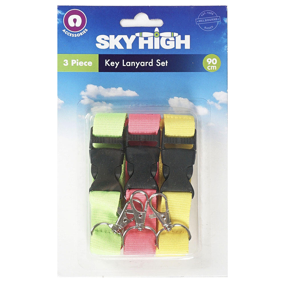 3pc Sky High Lightweight Portable Travel Key Lanyard Set