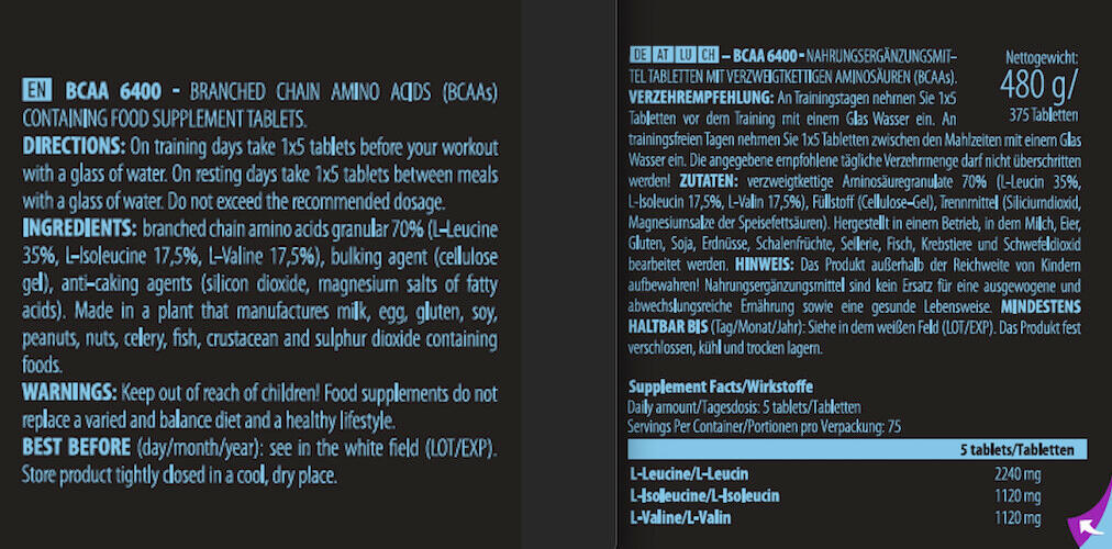 BCAA 6400 (375 tabletek) 3/4