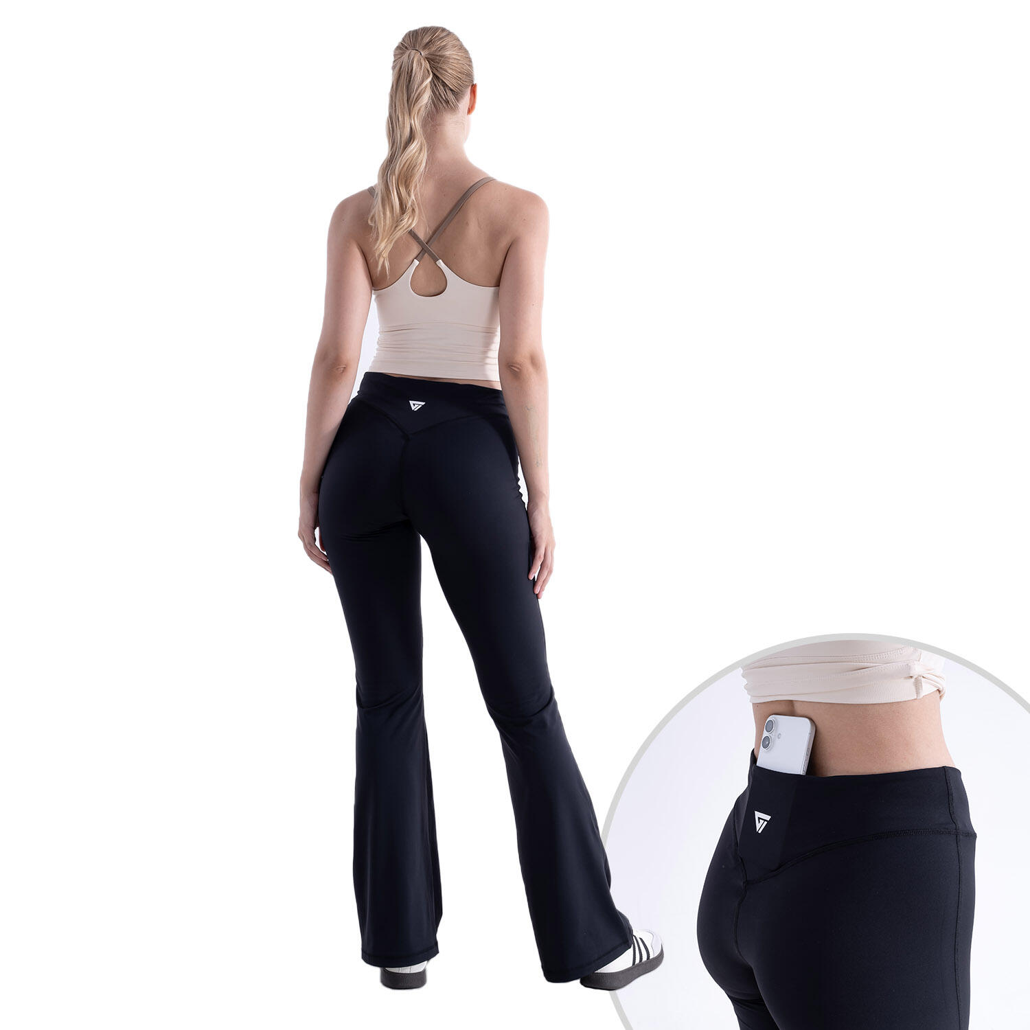 Pantalones de yoga, leggings de yoga para mujer, negros. Cintura en V. Talla XL 3/7