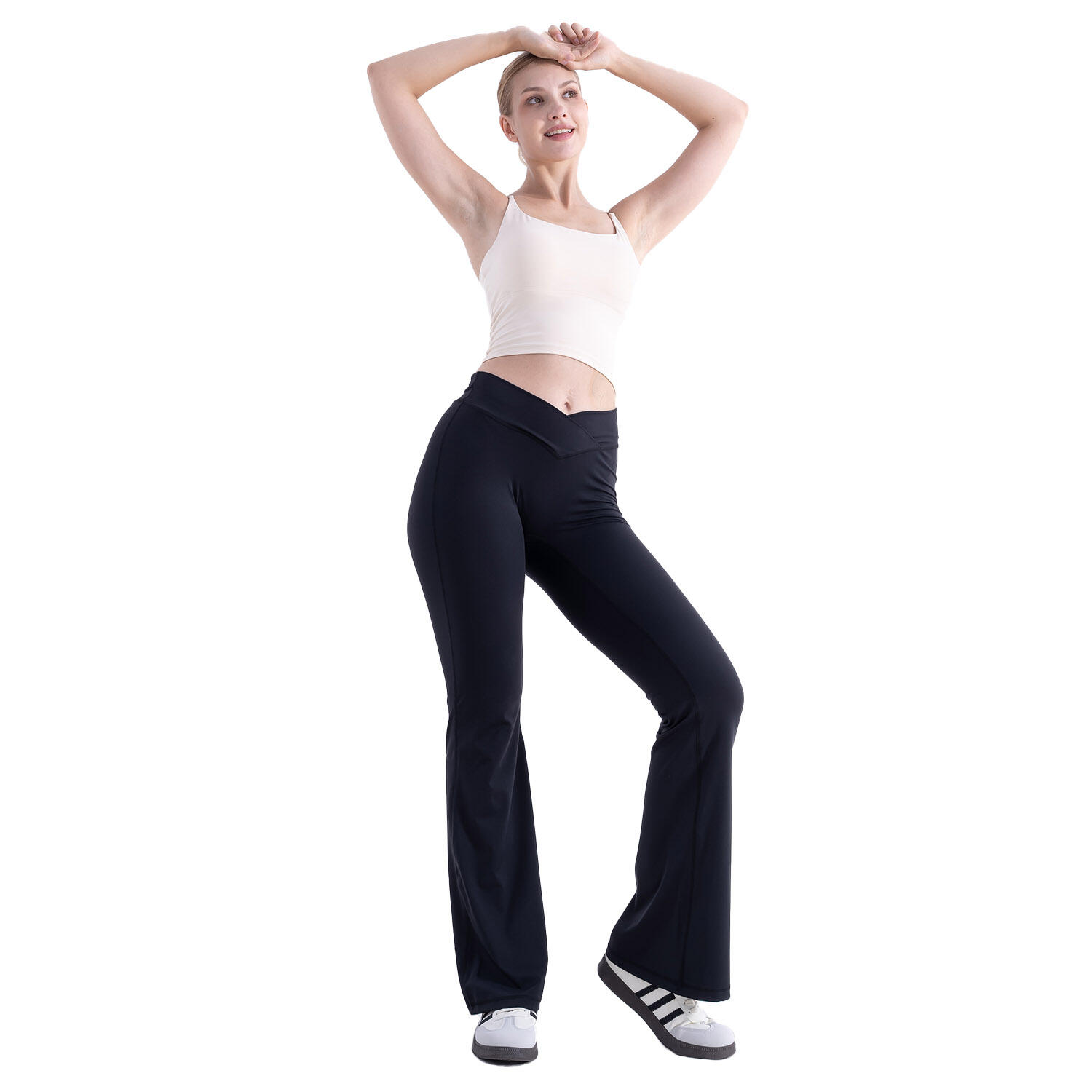 Pantalones de yoga, leggings de yoga para mujer, negros. Cintura en V. Talla XL 2/7