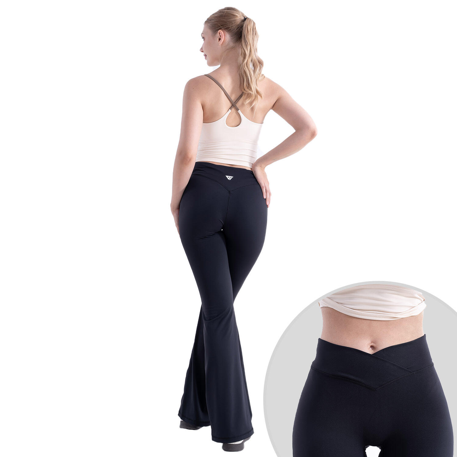 Pantalones de yoga, leggings de yoga para mujer, negros. Cintura en V. Talla XL 4/7