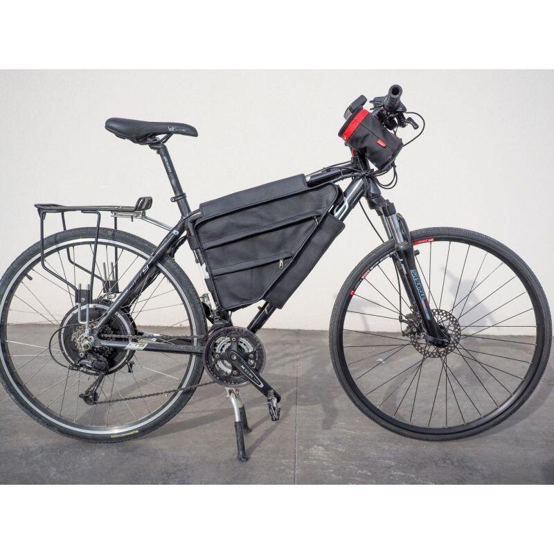 Sacoche de cadre triangle en simili-cuir pour vélo 3/4