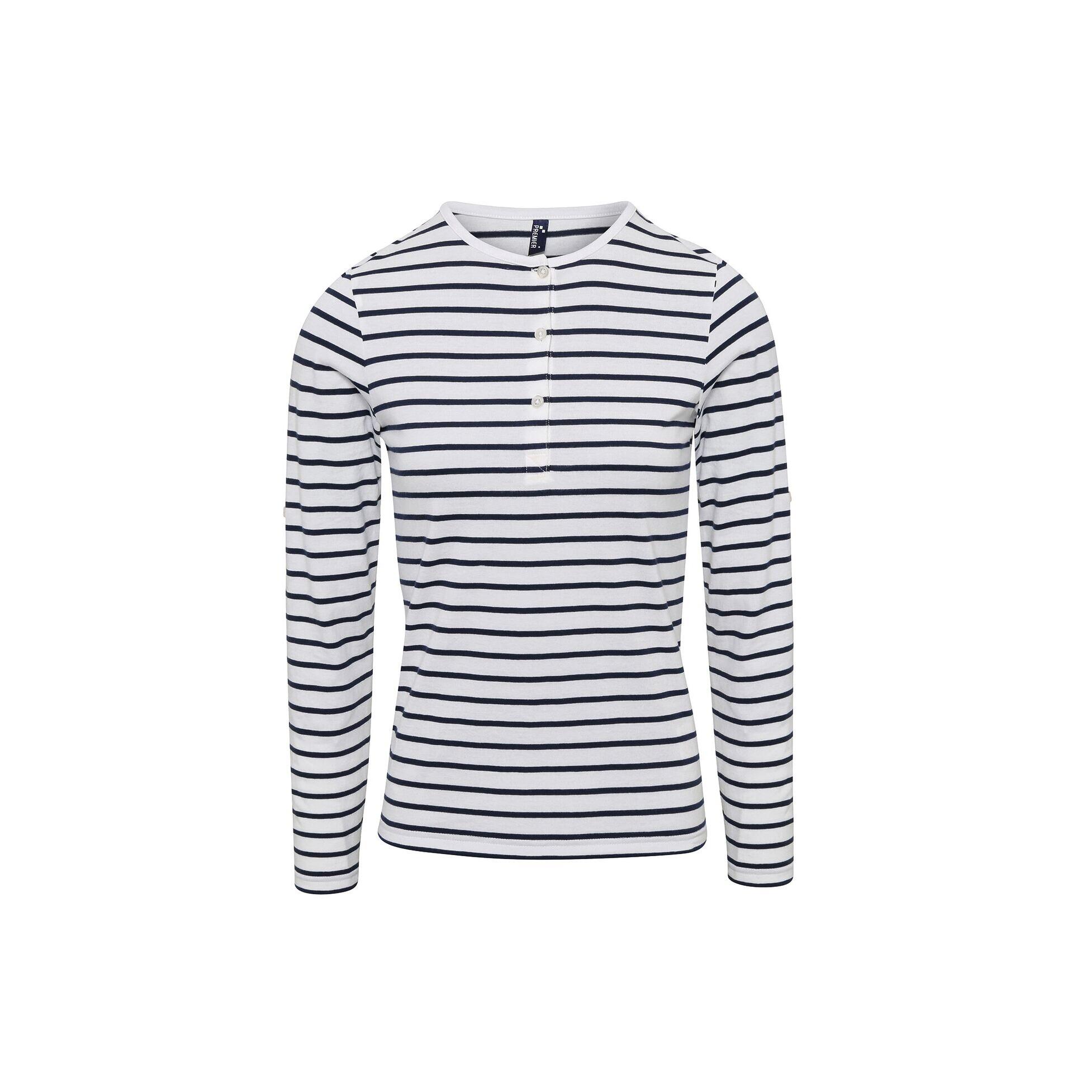 Premier Womens/Ladies Long John Roll Sleeve Tee