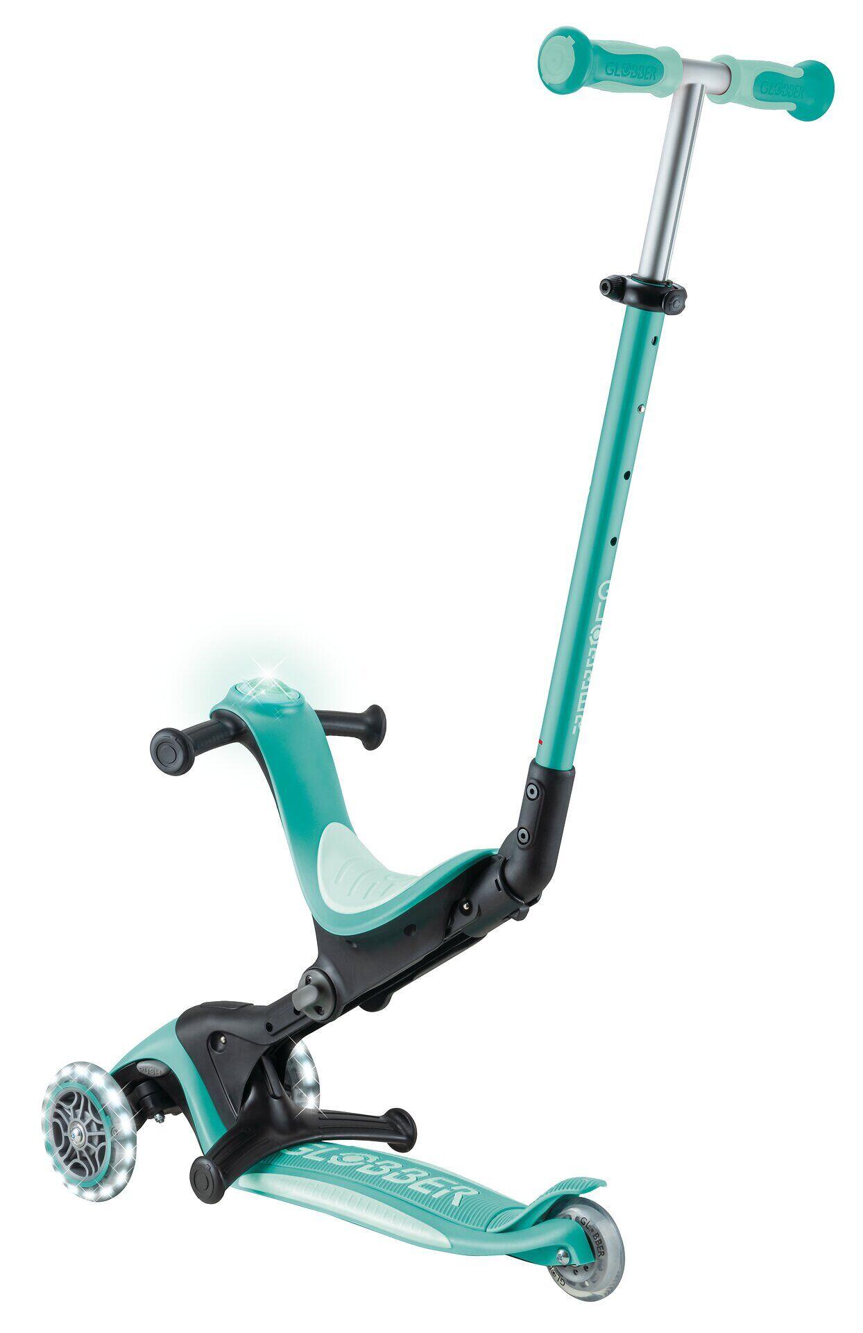 GLOBBER GO-UP DELUXE LIGHTS dunkelmint, mit Leuchtrollen und Leuchtmodul 6/8