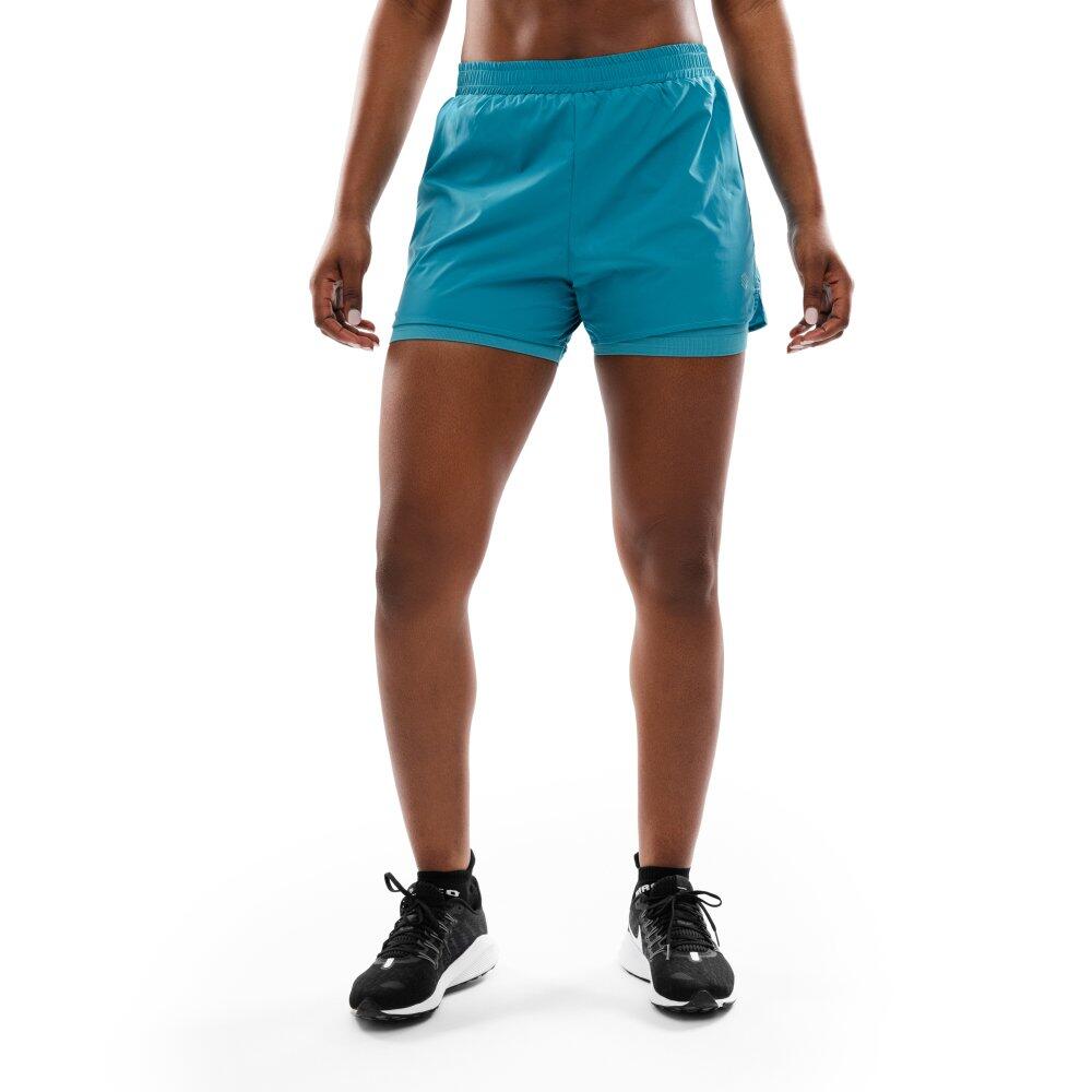 SIROKO Calções de treino 2 em 1 para mulher Fitness Gili Azul