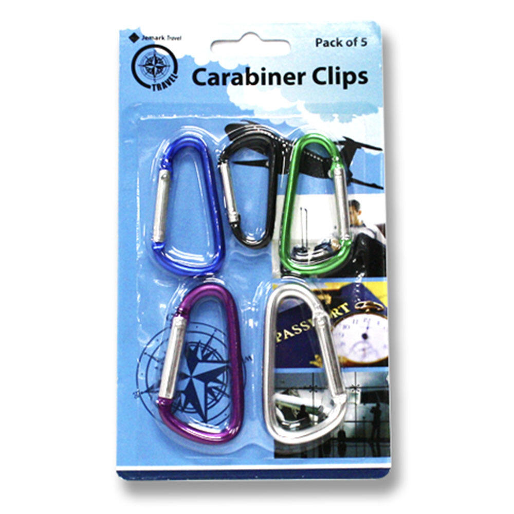 5pc Jemark Travel Keychain Carabiner Clips Assorted Set
