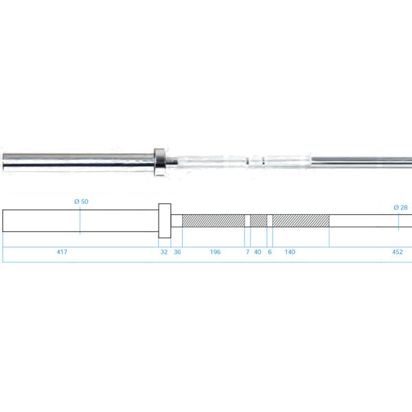 Poignée Olympique 2200 Mm Go450 + Mâchoire De Serrage Noire Hms 7/7