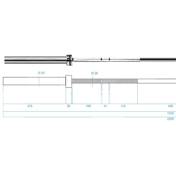 Barre olympique 2200 mm GO901 + LOCK JAW ZG1500 SILVER Pinces HMS Premium 7/7
