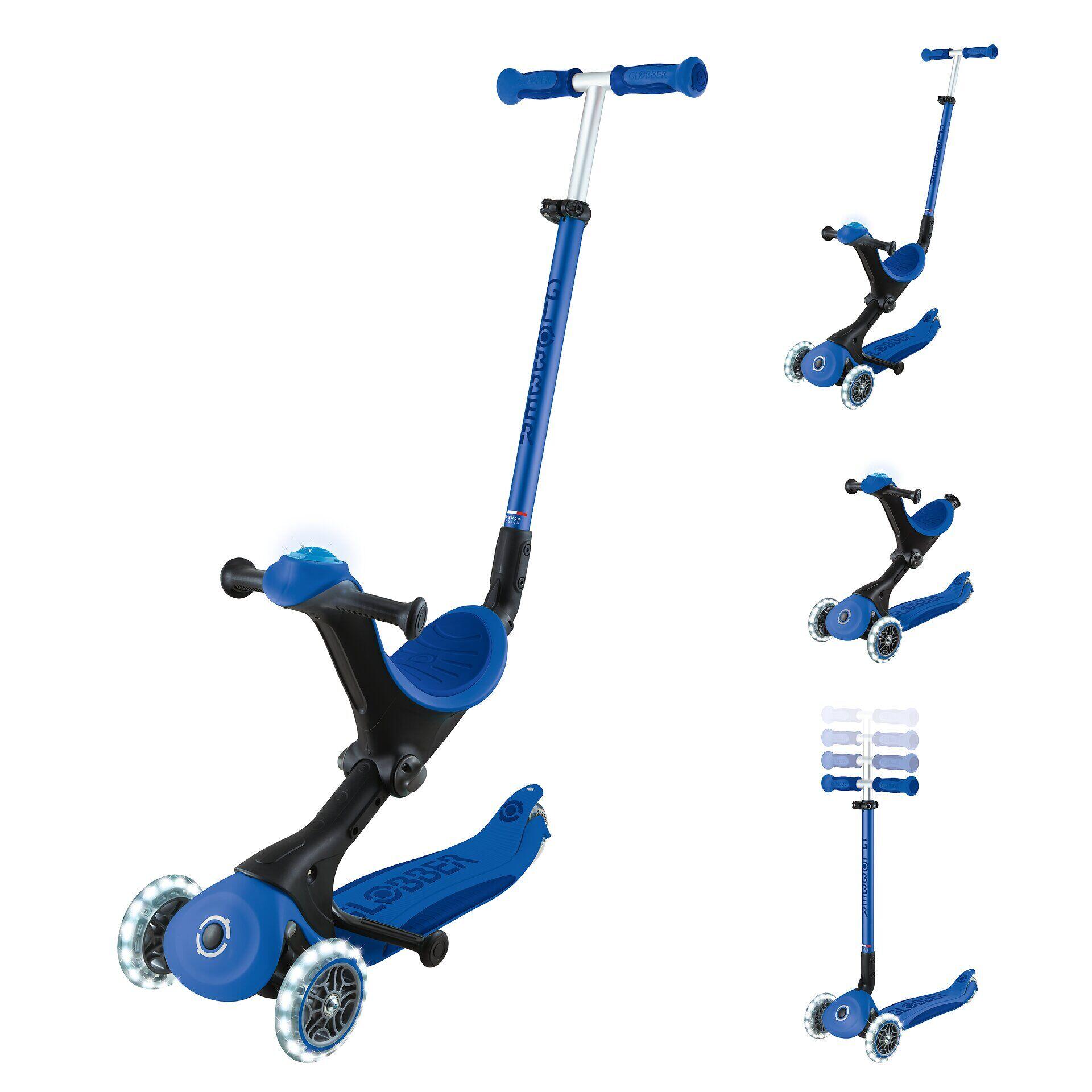 GLOBBER GO-UP DELUXE LIGHTS dunkelblau, mit Leuchtrollen und Leuchtmodul 2/8