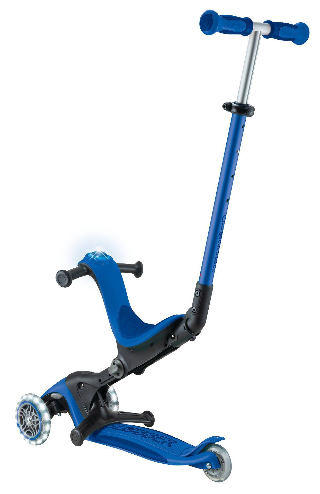 GLOBBER GO-UP DELUXE LIGHTS dunkelblau, mit Leuchtrollen und Leuchtmodul 6/8