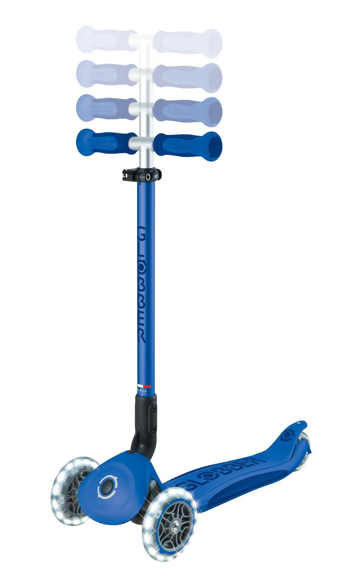 GLOBBER GO-UP DELUXE LIGHTS dunkelblau, mit Leuchtrollen und Leuchtmodul 4/8