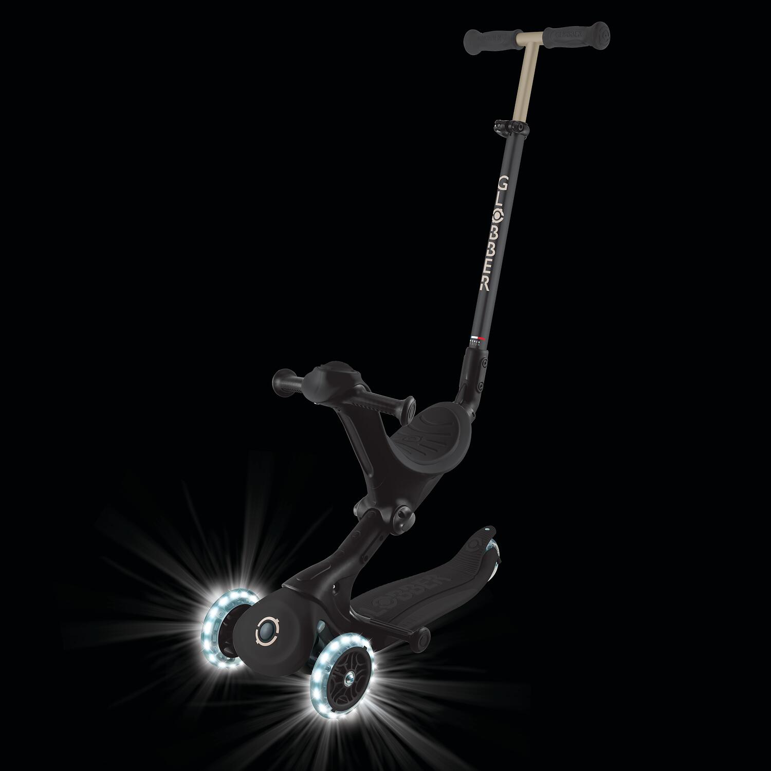 GLOBBER GO-UP DELUXE LIGHTS schwarz, mit Leuchtrollen 6/8