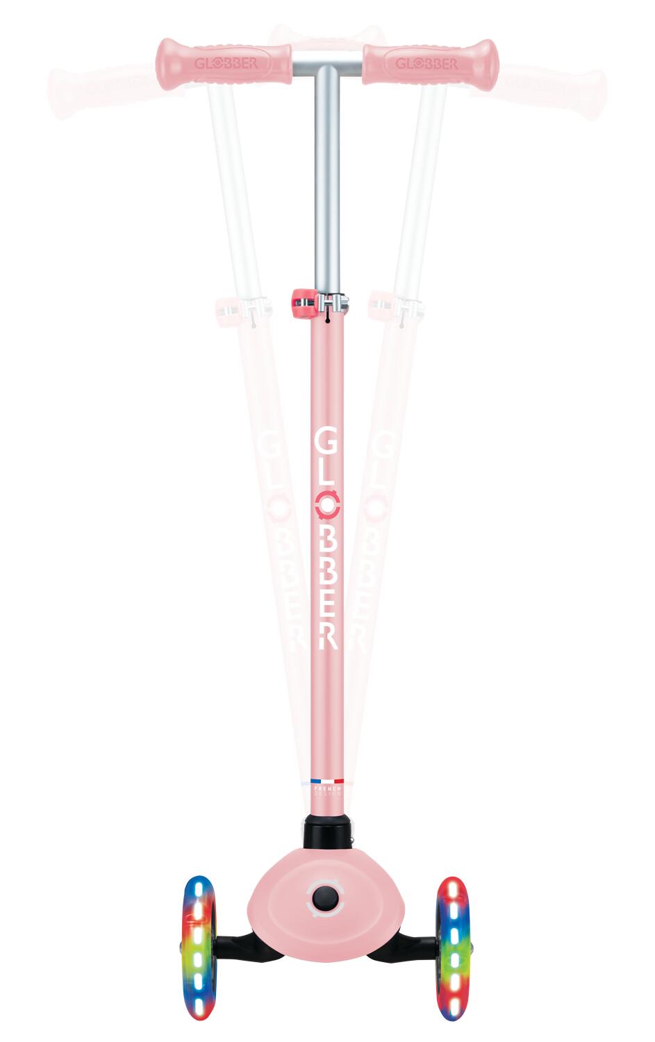GLOBBER PRIMO PLUS LIGHTS pastellrosa, mit Leuchtrollen 4/8