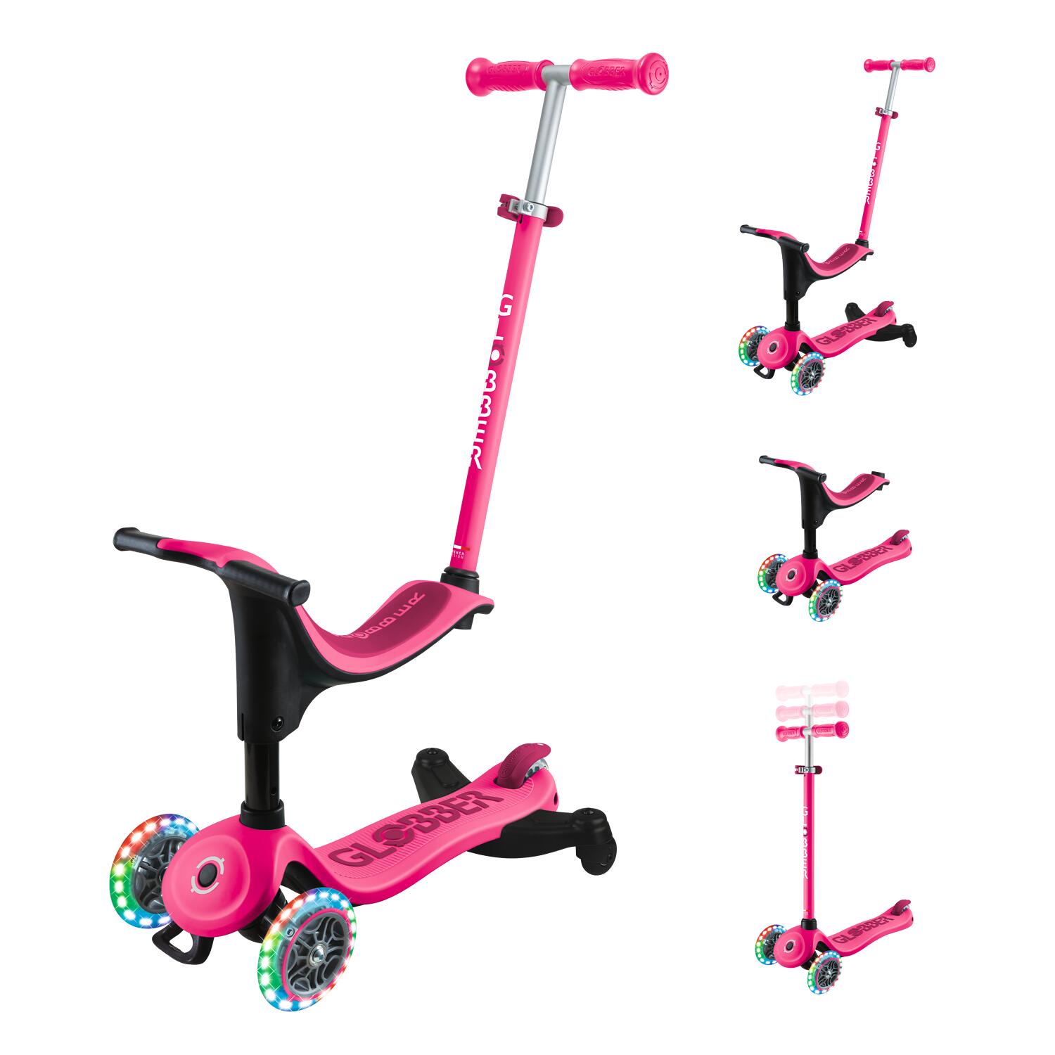 GLOBBER GO-UP SPORTY LIGHTS 360 fuchsia pink, mit Leuchtrollen 4/8