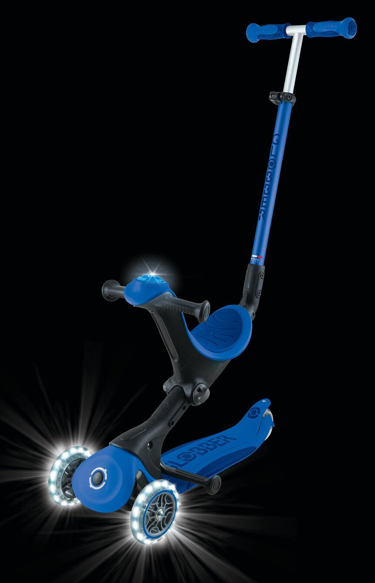 GLOBBER GO-UP DELUXE LIGHTS dunkelblau, mit Leuchtrollen und Leuchtmodul 5/8