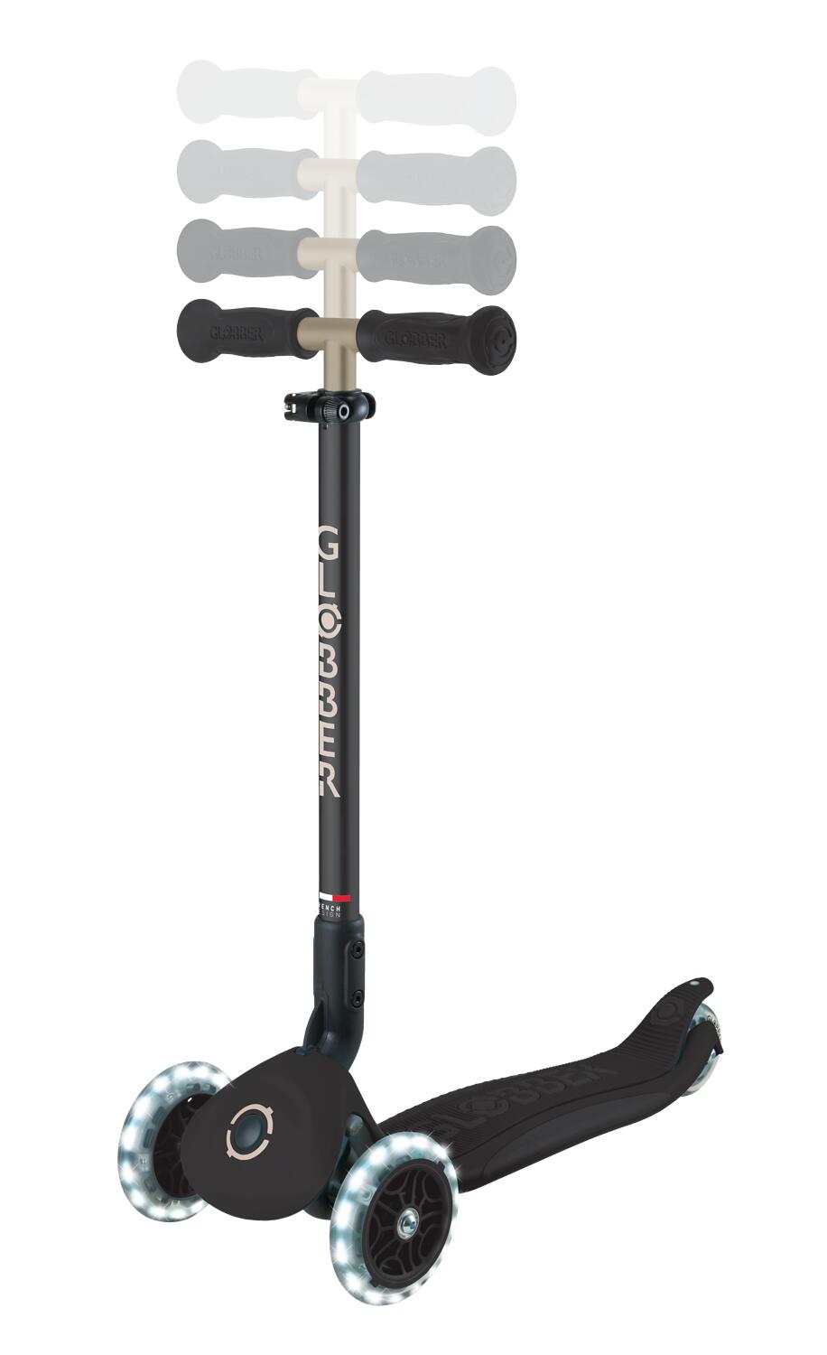GLOBBER GO-UP DELUXE LIGHTS schwarz, mit Leuchtrollen 5/8