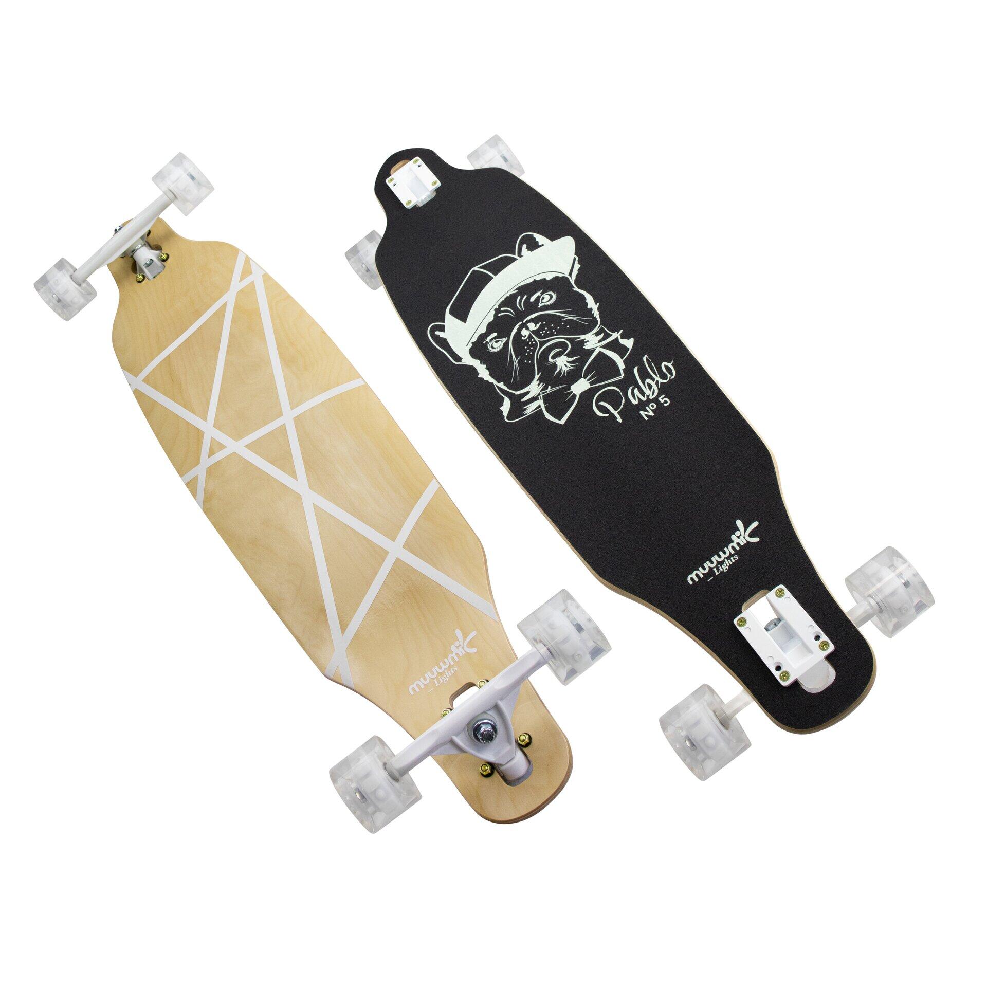 muuwmi Lights Longboard GLOW ABEC 7 Pablo, mit Leuchtrollen und Glow-Effekt 8/14