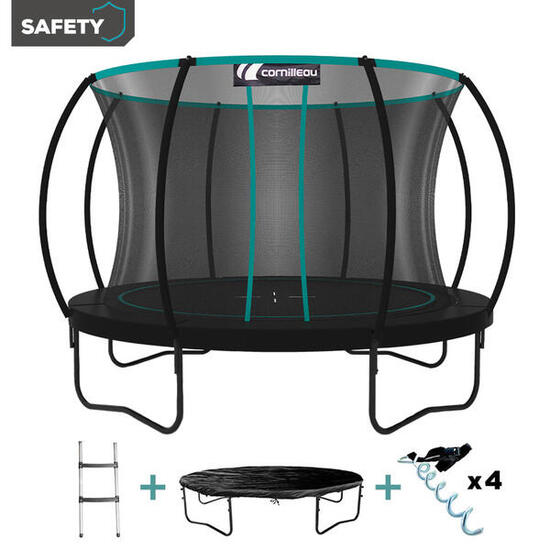 Trampoline Spring 366cm + Échelle + Housse de protection + Kit d'ancrage