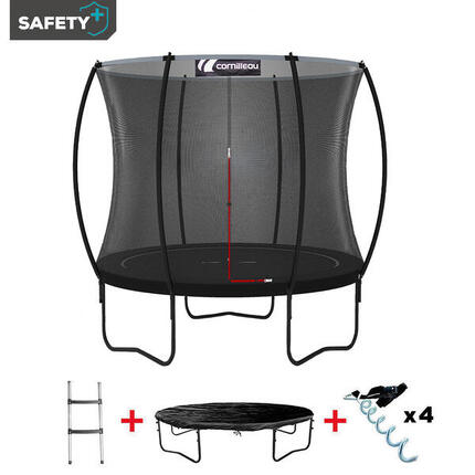 Trampoline Springcare 244cm + Échelle + Housse de protection + Kit d'ancrage