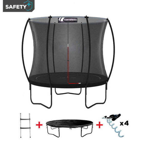 Trampoline Springcare 244cm + Échelle + Housse de protection + Kit d'ancrage