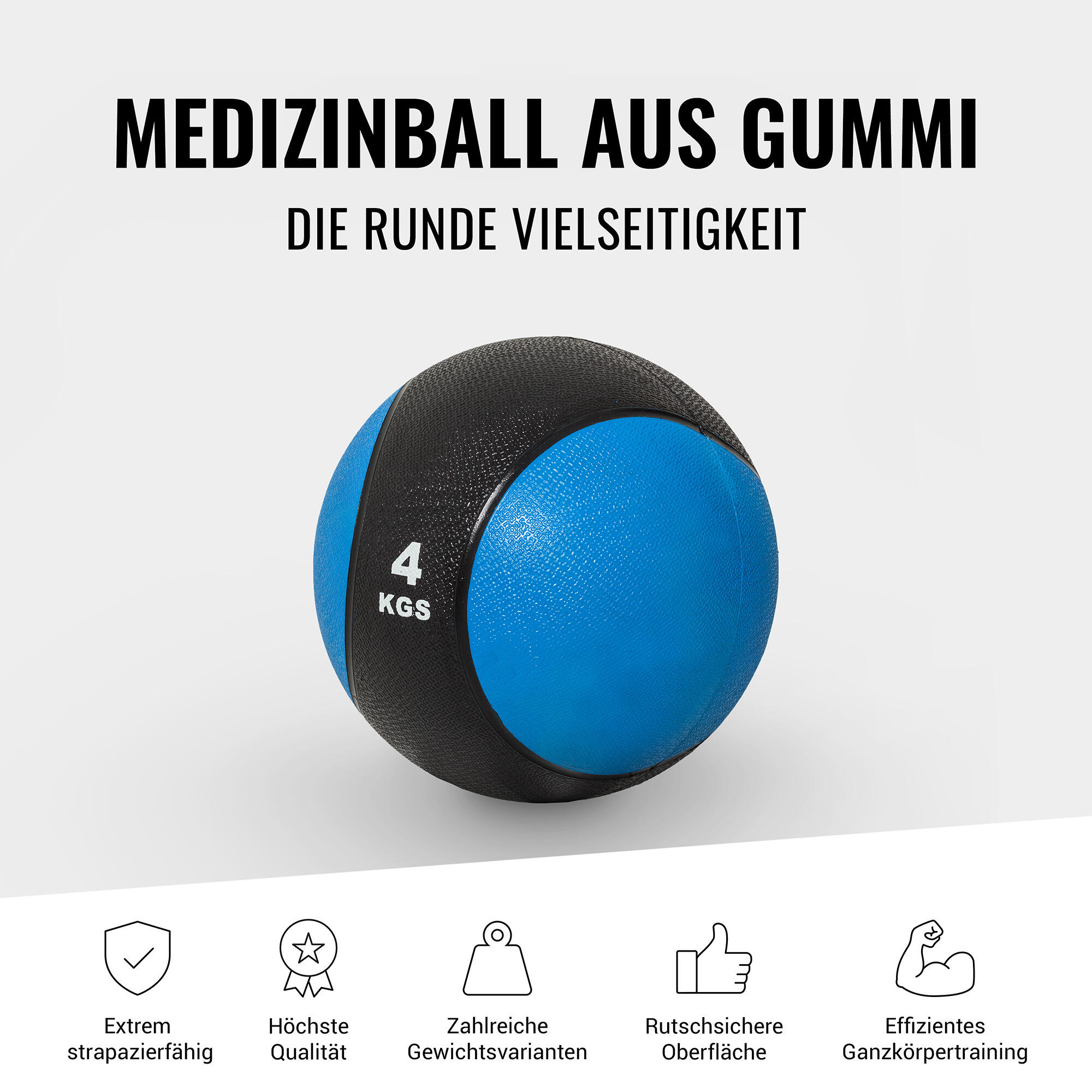 MEDECINE BALL CAOUTCHOUC | MUSCULATION ET COSS TRAINING | AU CHOIX DE 1KG A 10KG 2/7